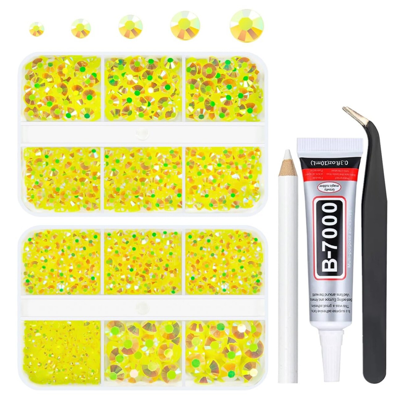 qiipii Lemon Yellow AB Resin Rhinestones for Crafting Citrine Flatback Jelly Stones 2mm 3mm 4mm 5mm 6mm Diamonds Crystals Gems for Face Eyes Makeup Tumblers Bottles DIY Crafts Clothes Shoes Phones